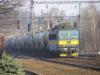 363.021 ještě v původním nátěru v čele nákladního vlaku v Leštině u Světlé, foto: Ondík