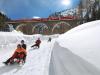 Sáňkování v zimním Švýcarsku, Preda-Bergün, RhB, foto: mojesvycarsko.com