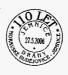 Ruční příležitostné poštovní razítko - 110 let dráhy Moravské Budějovice - Jemnice, Jemnice, foto: Česká pošta